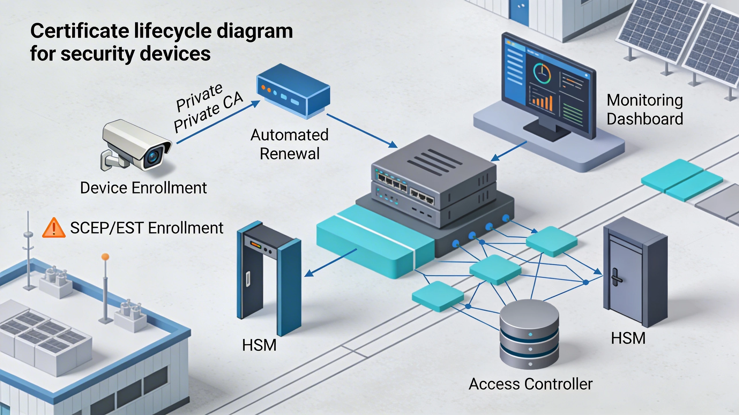 Certificate lifecycle diagram for security devices