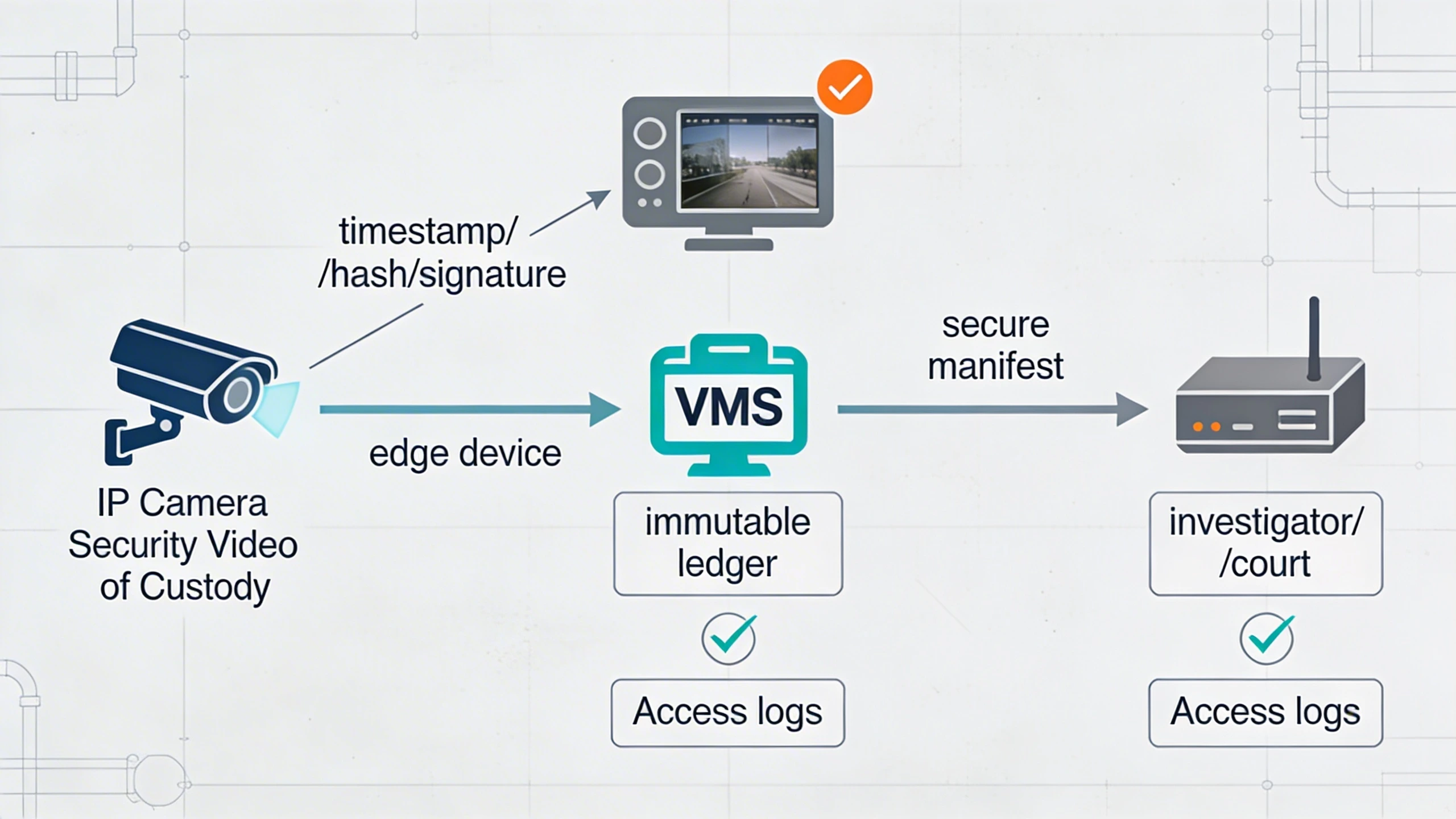 End-to-end chain of custody workflow for security video evidence