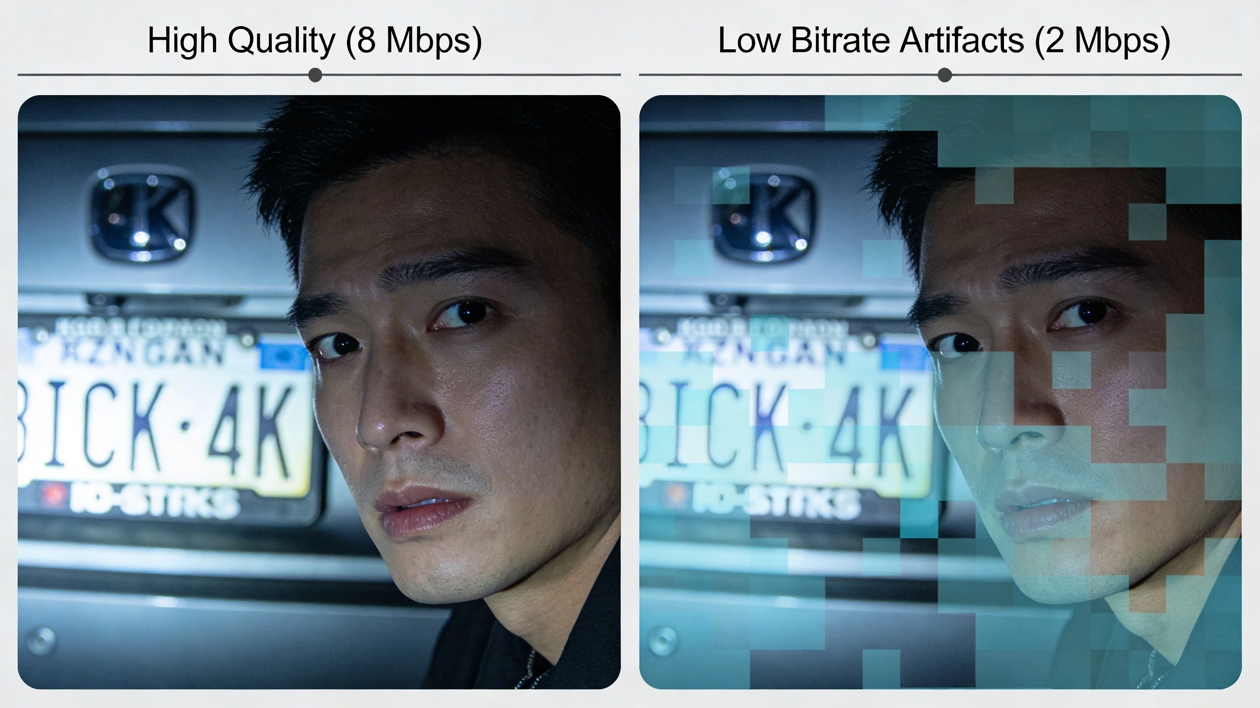 Comparison of compression artifact effects on investigative details