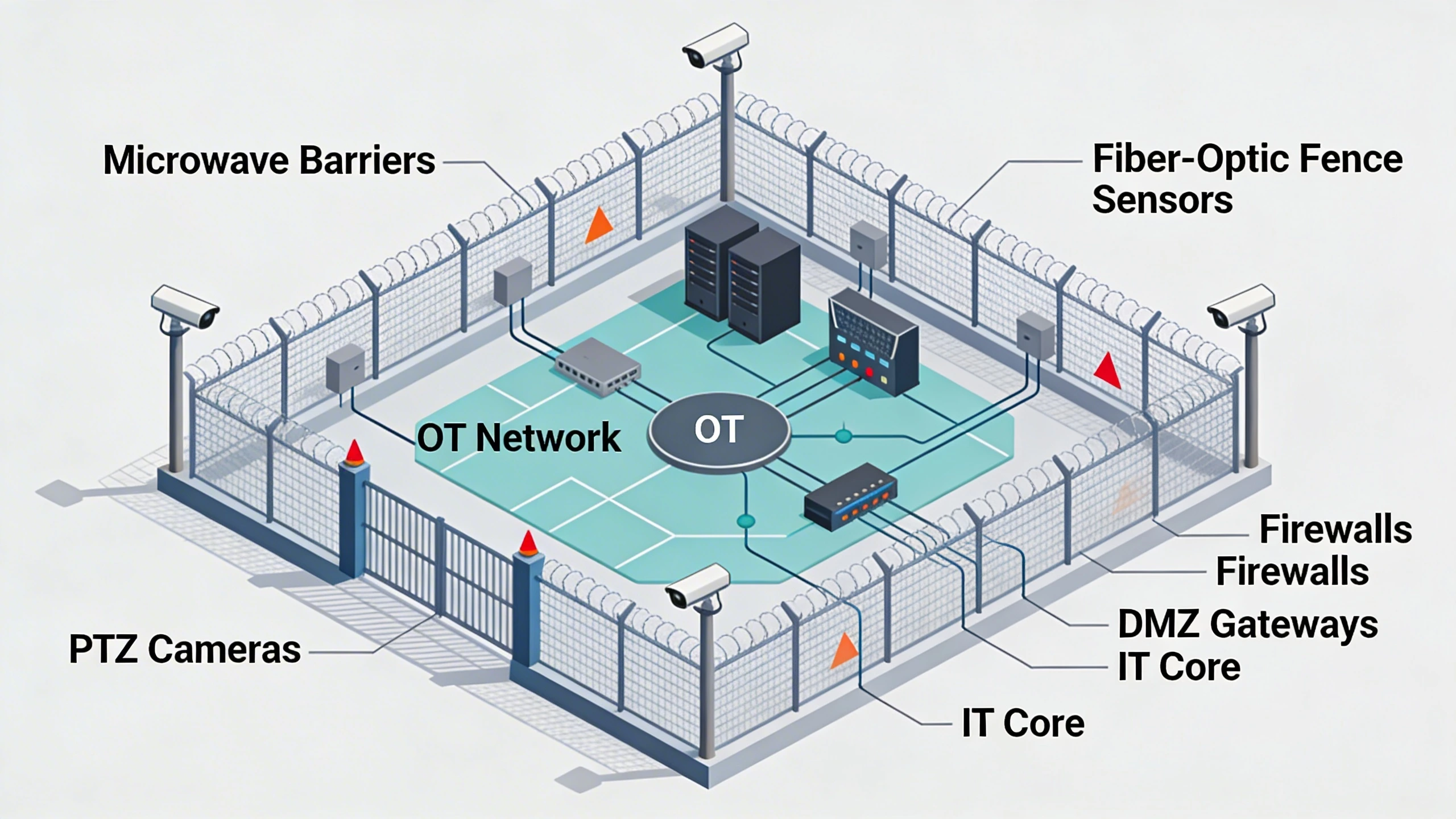 Segmented perimeter detection network topology diagram