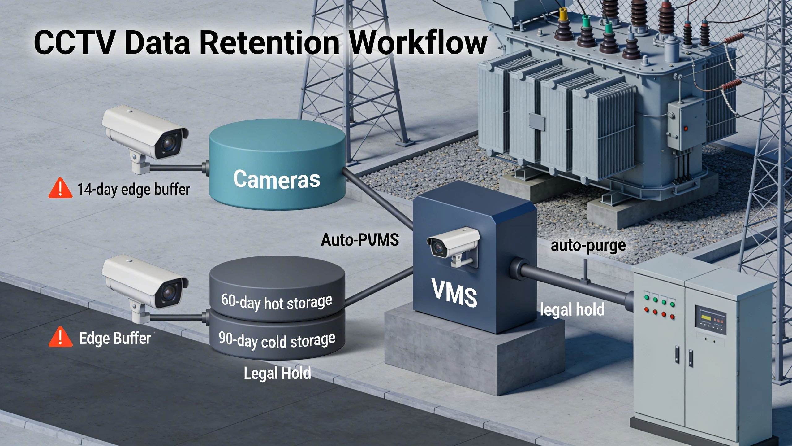 CCTV data retention workflow diagram for utility site