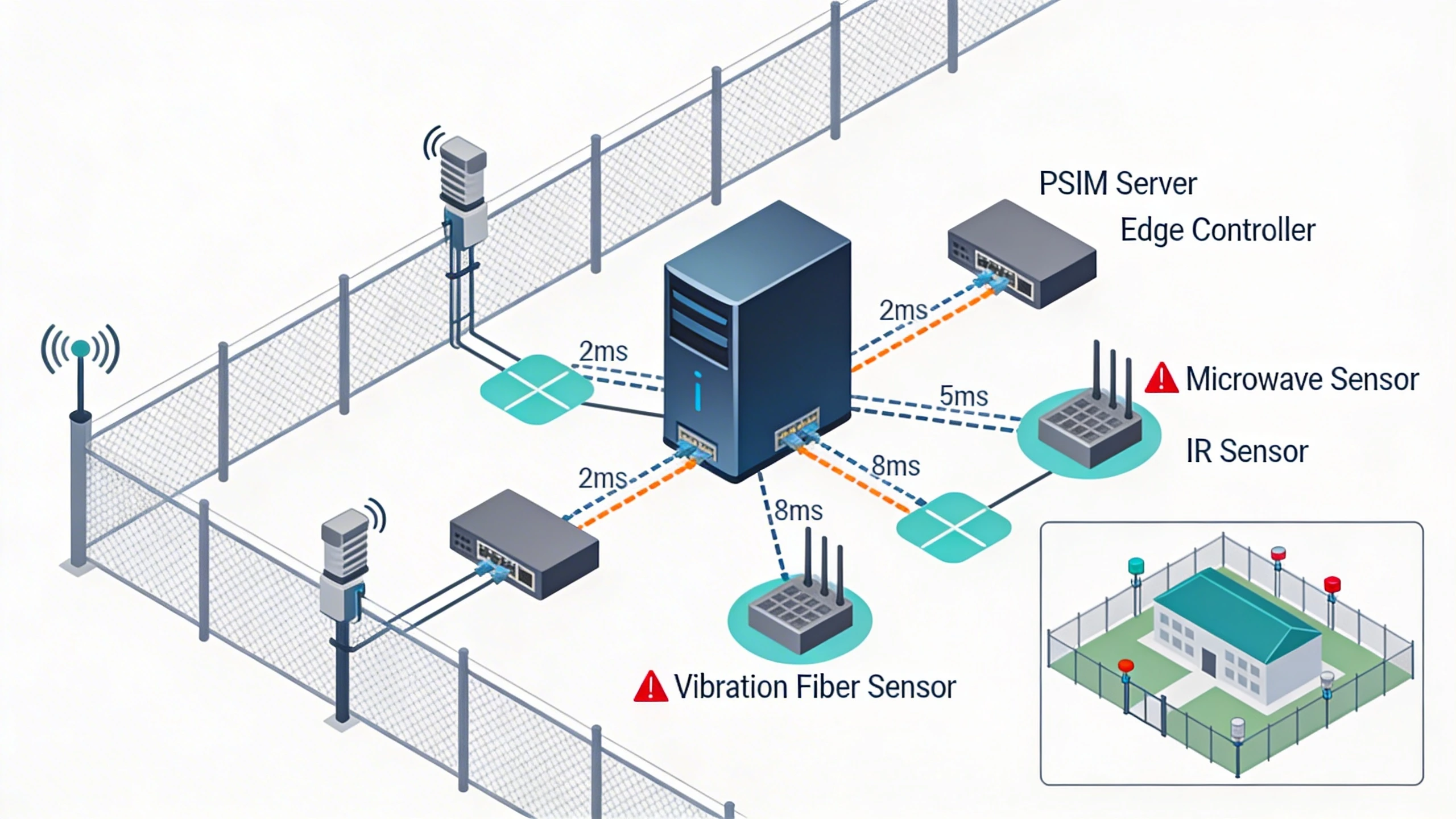 PIDS system architecture topology with latency-annotated links