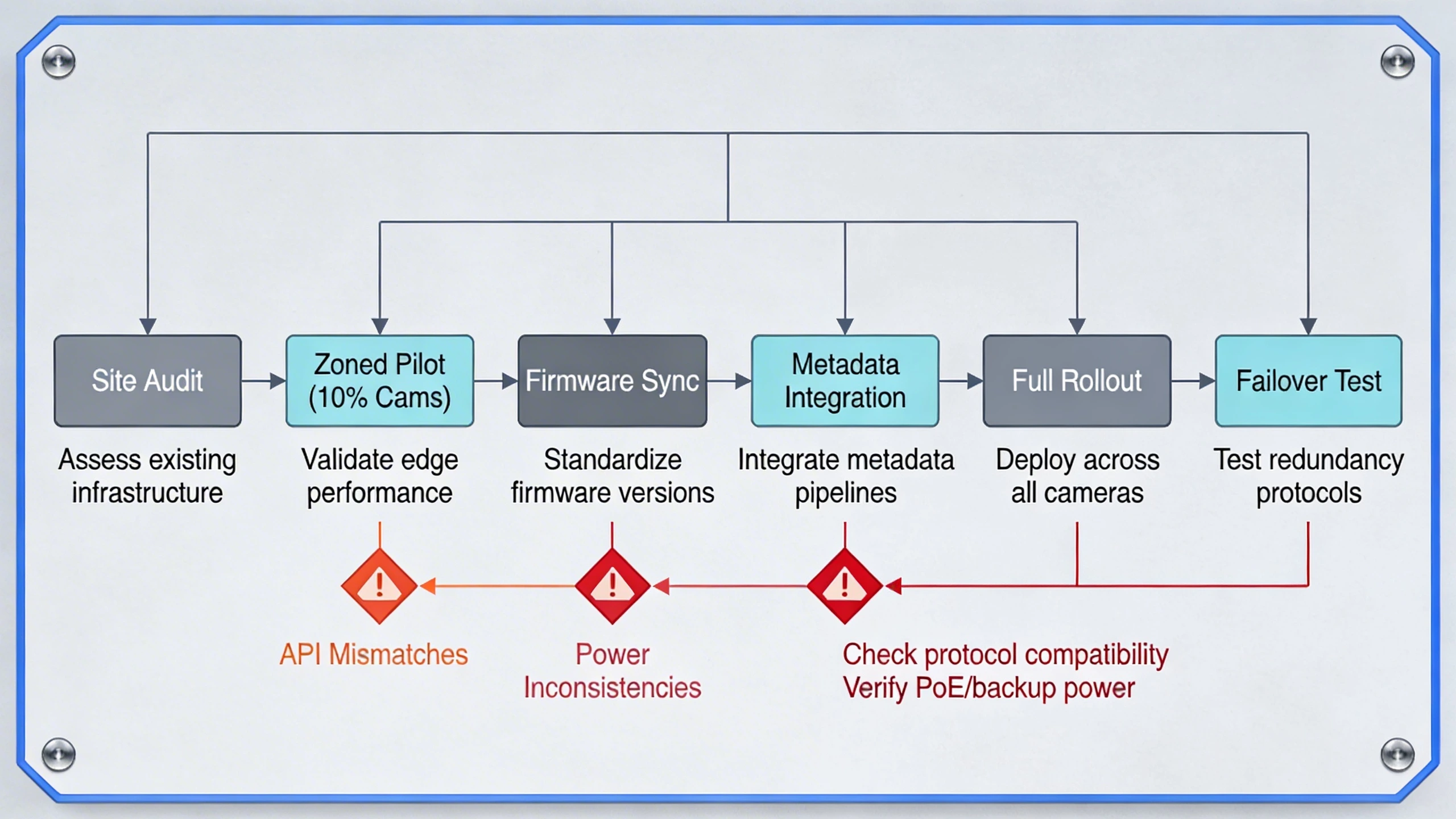 Migration flowchart from server-side to edge AI surveillance