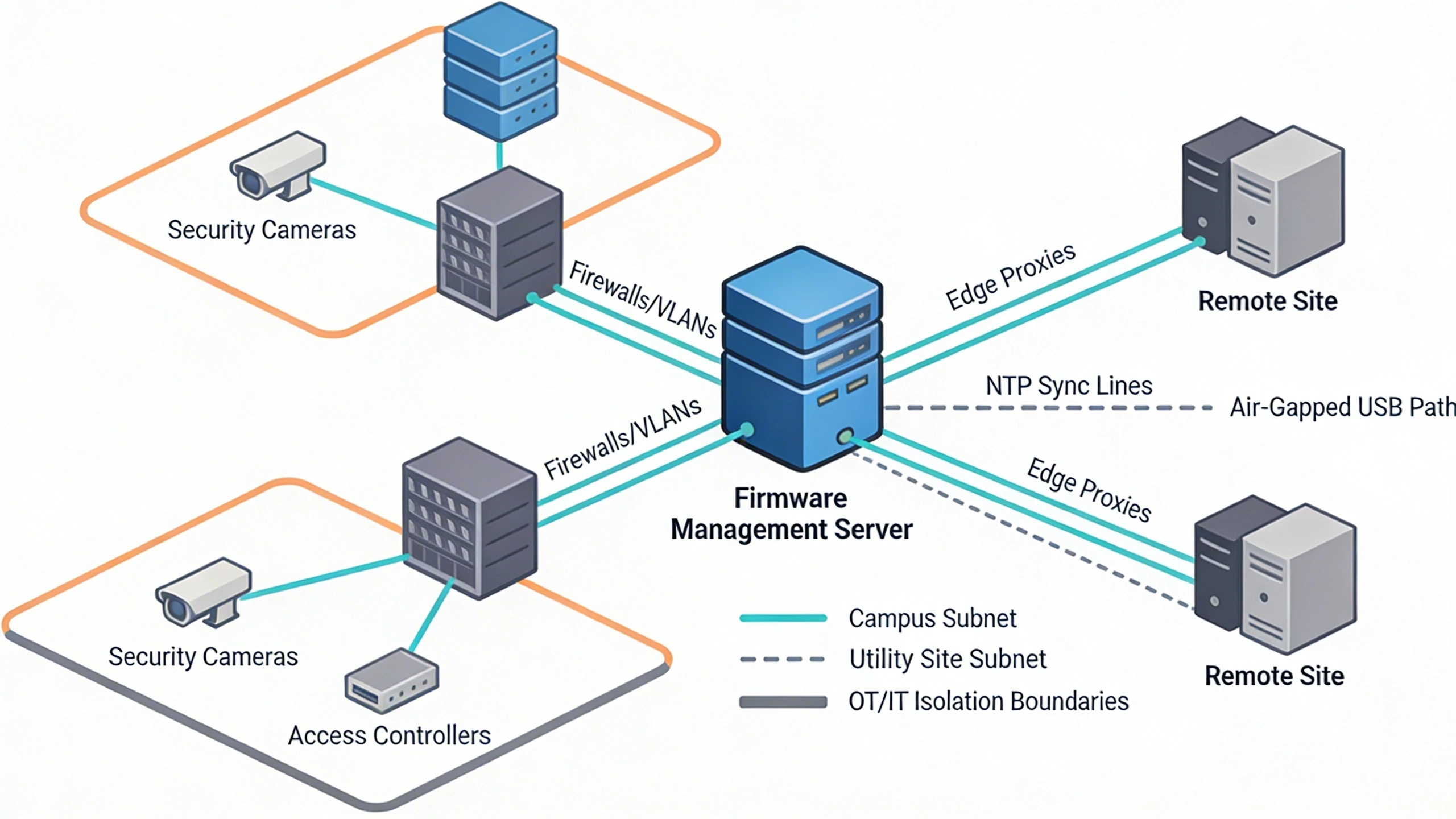 Hub-and-spoke firmware management architecture topology