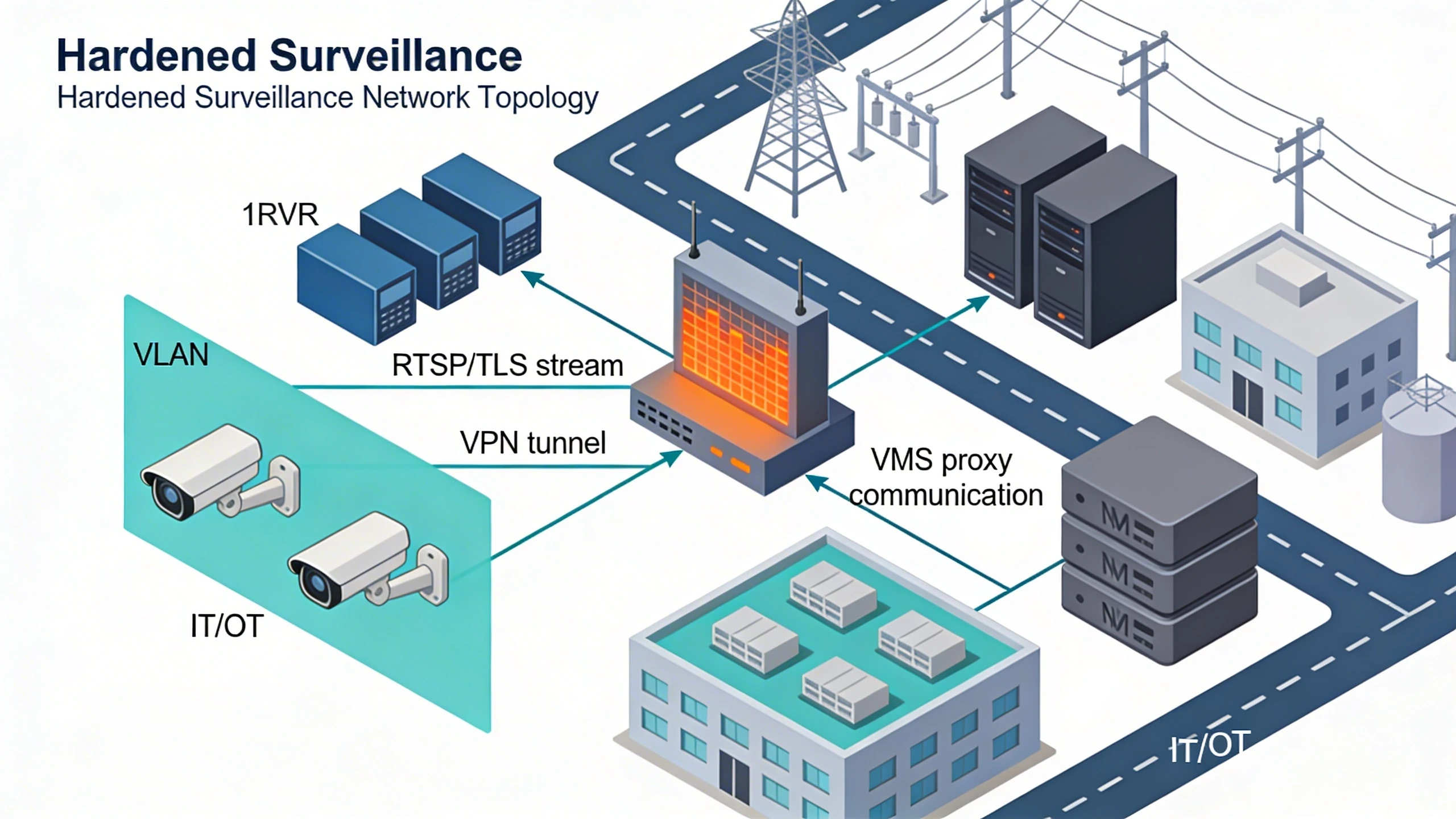Hardened surveillance network topology diagram