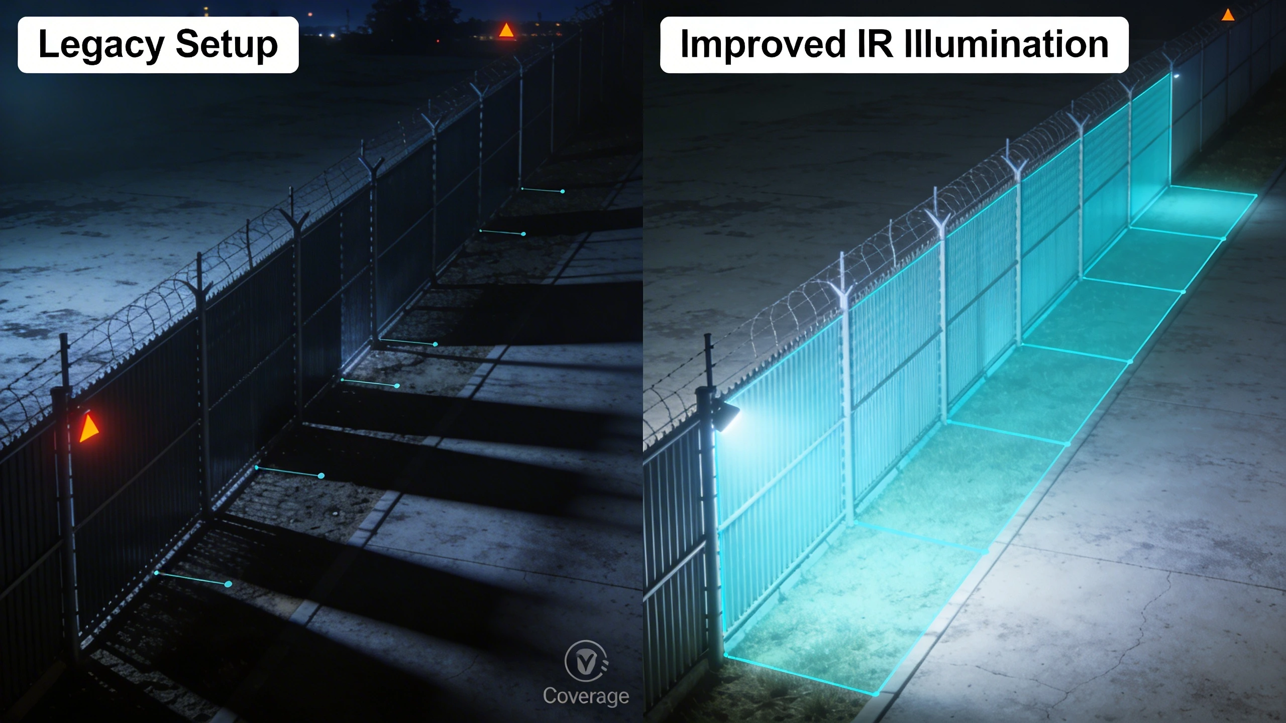 Perimeter illumination migration before-and-after diagram