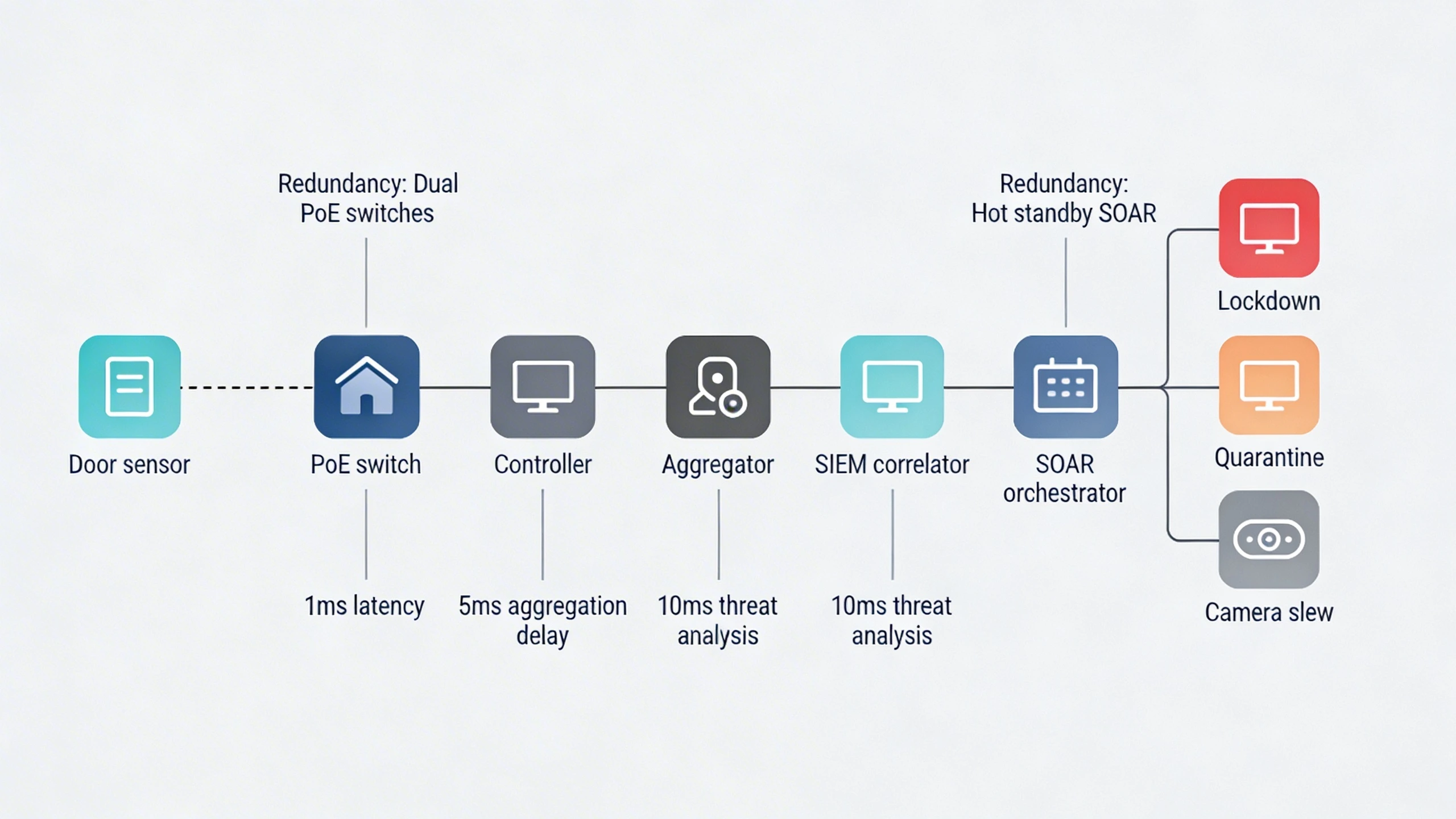 Signal flow diagram for incident response in converged networks