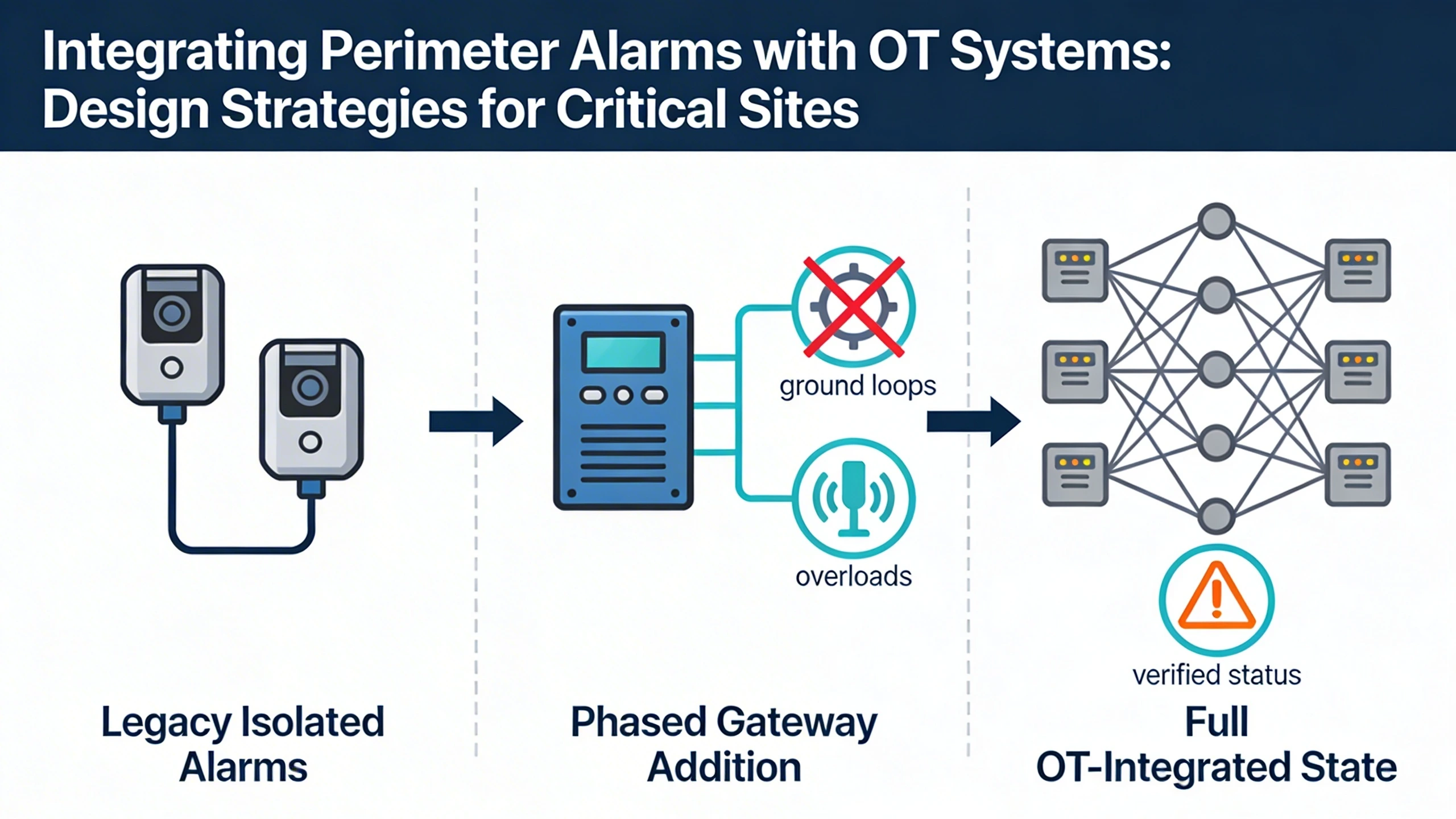 Migration diagram from legacy to integrated perimeter-OT system with common pitfalls