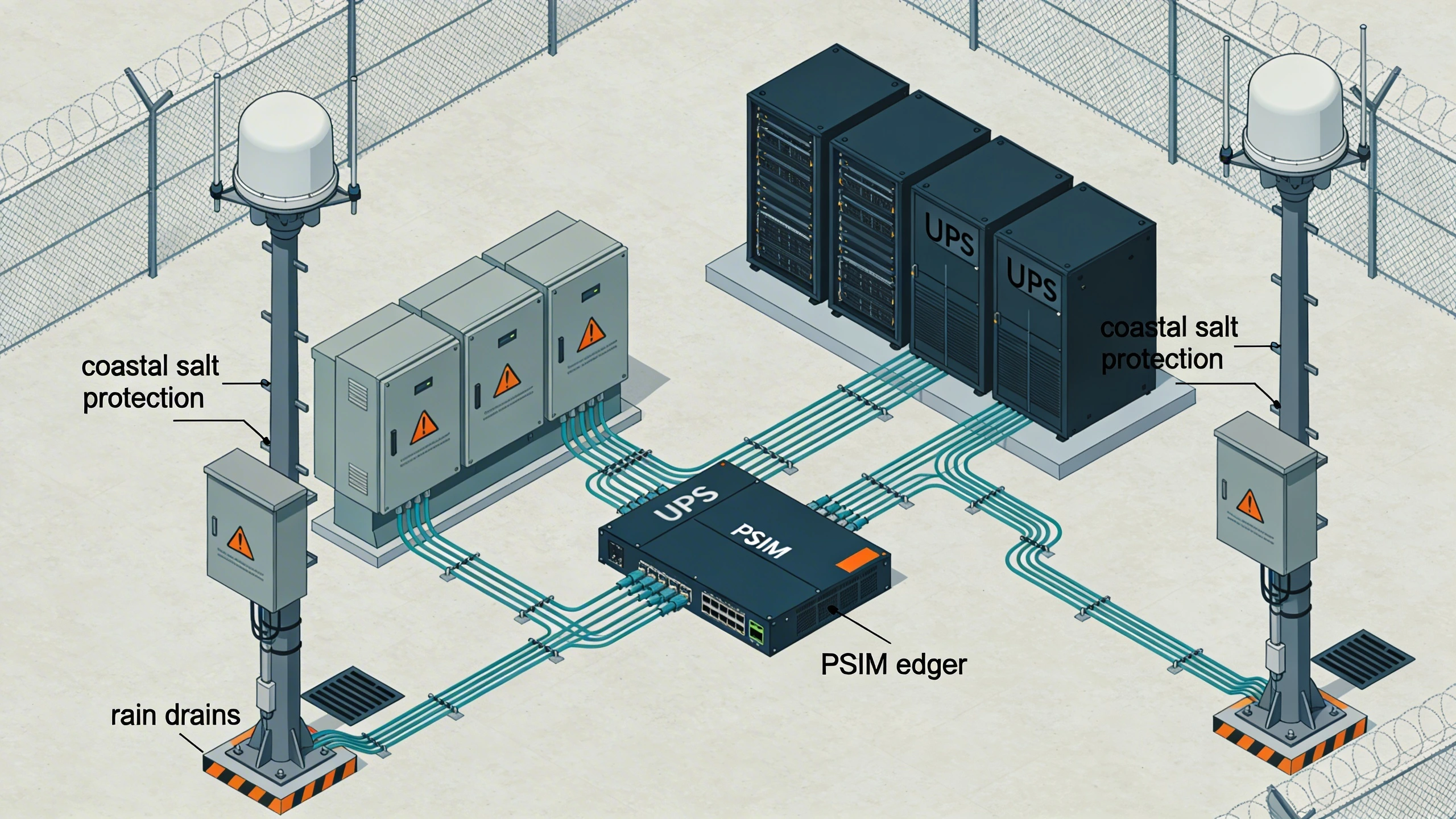 Wiring diagram for weather-resilient perimeter radar integration