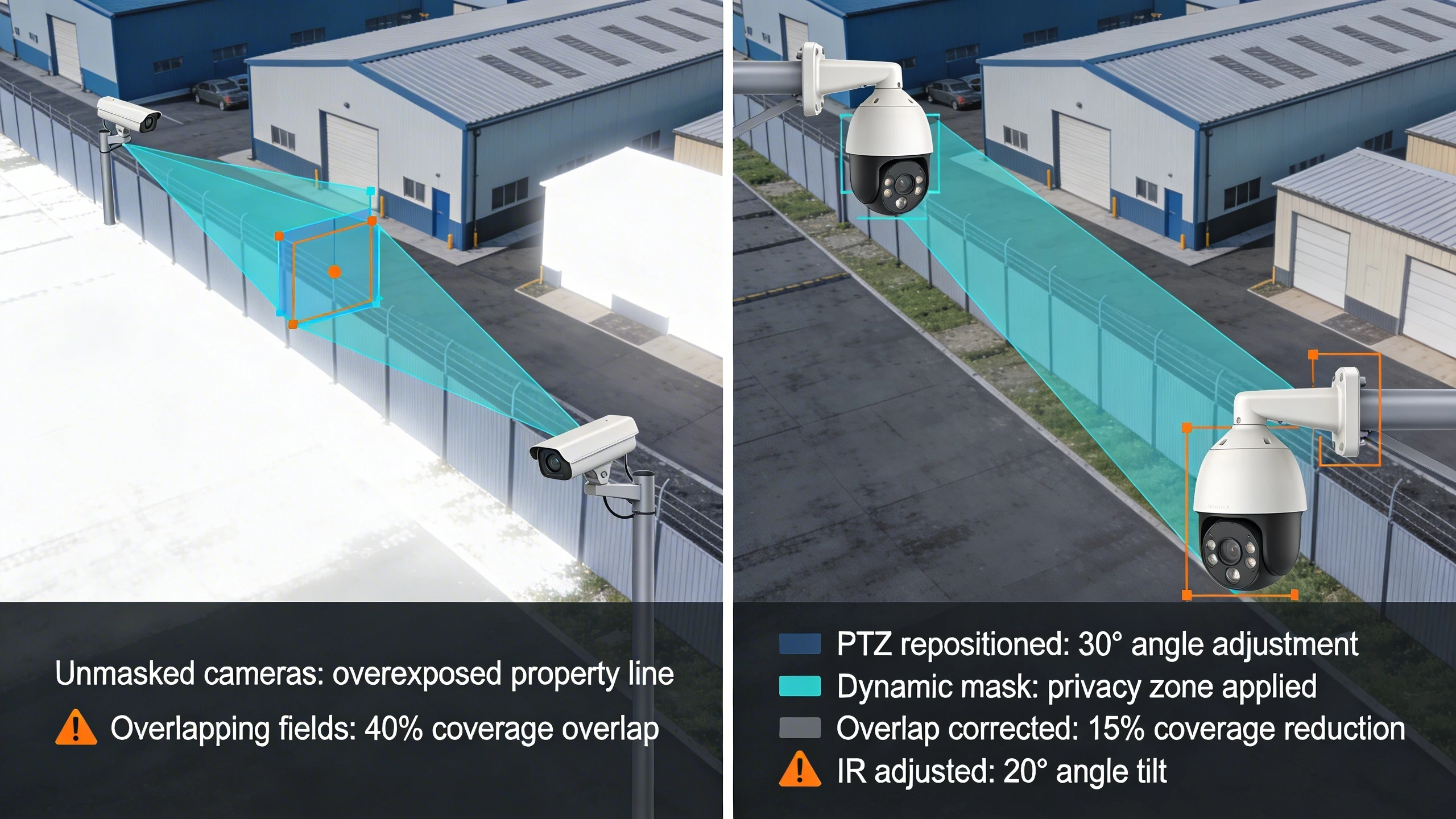 Migration diagram correcting privacy masking failures in perimeter surveillance