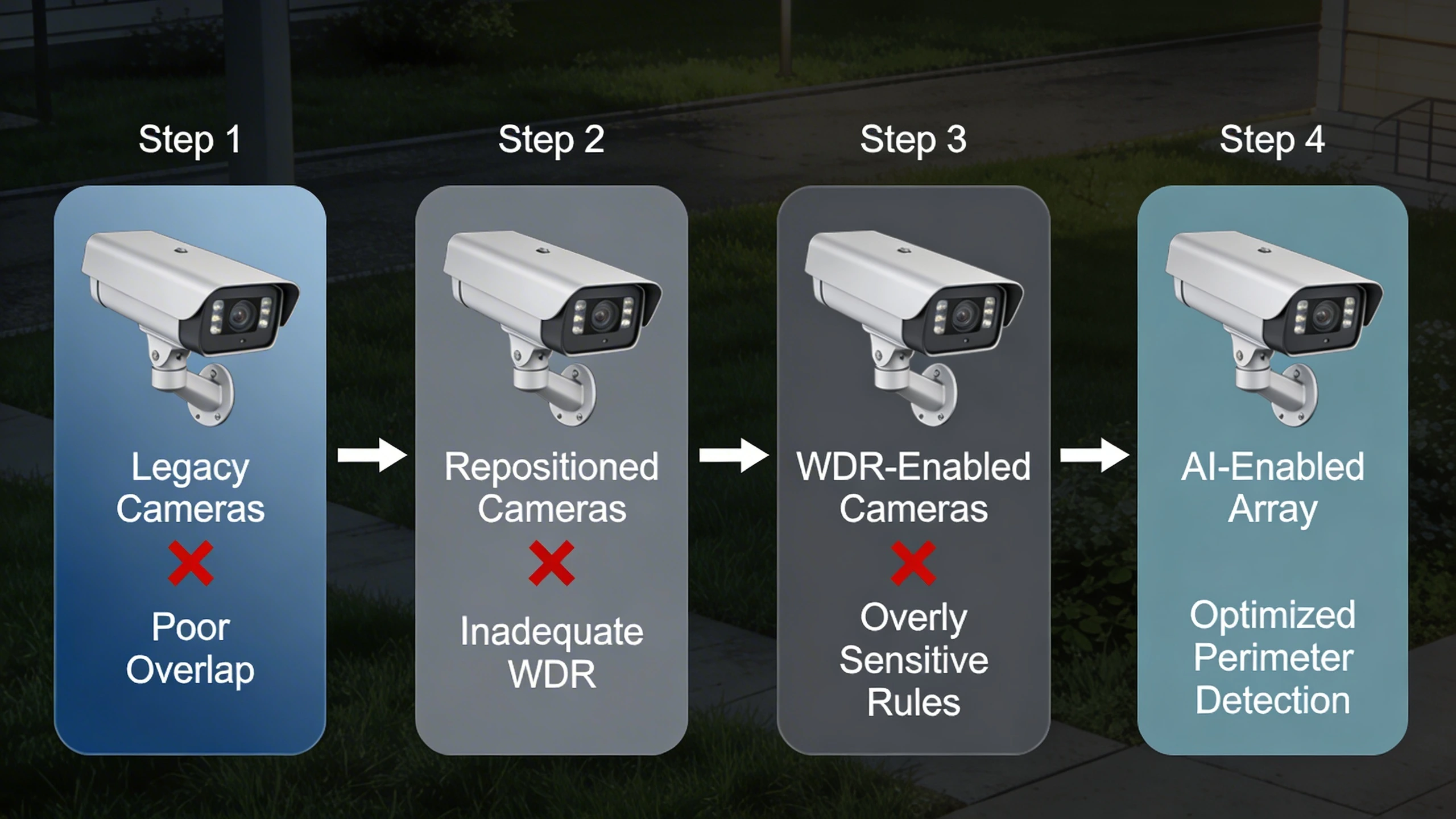 Step-by-step migration diagram for upgrading fence-line video analytics