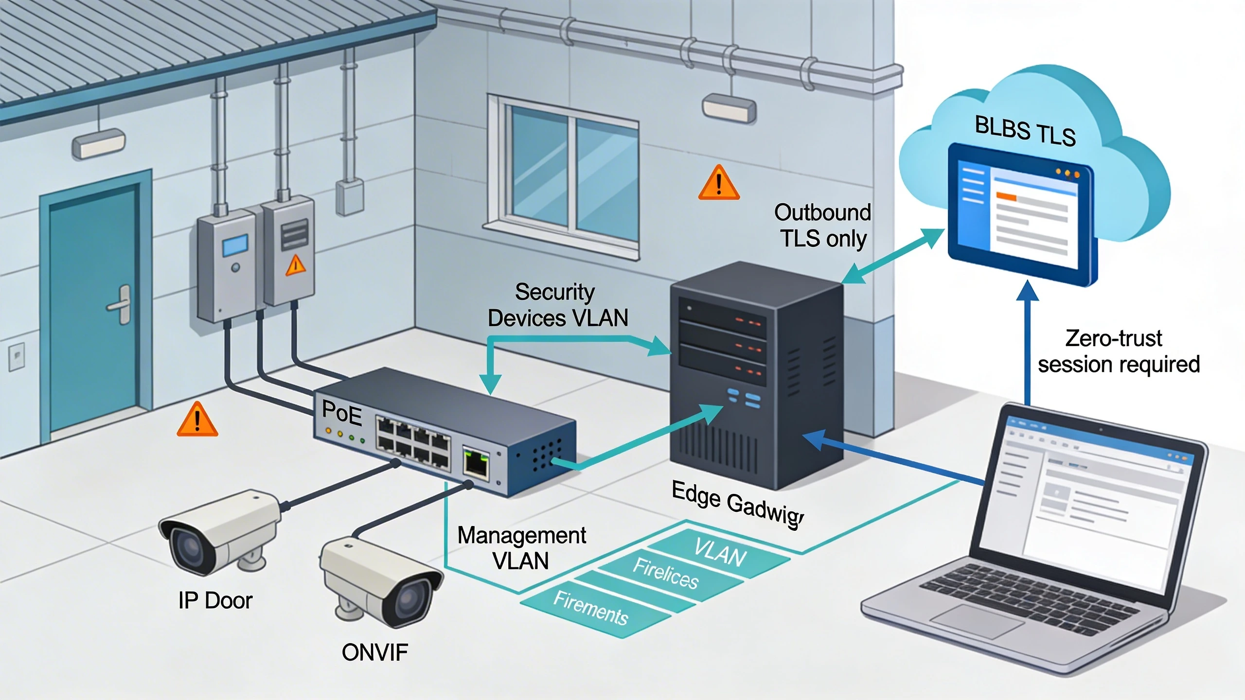 Topology diagram for remote access in security systems