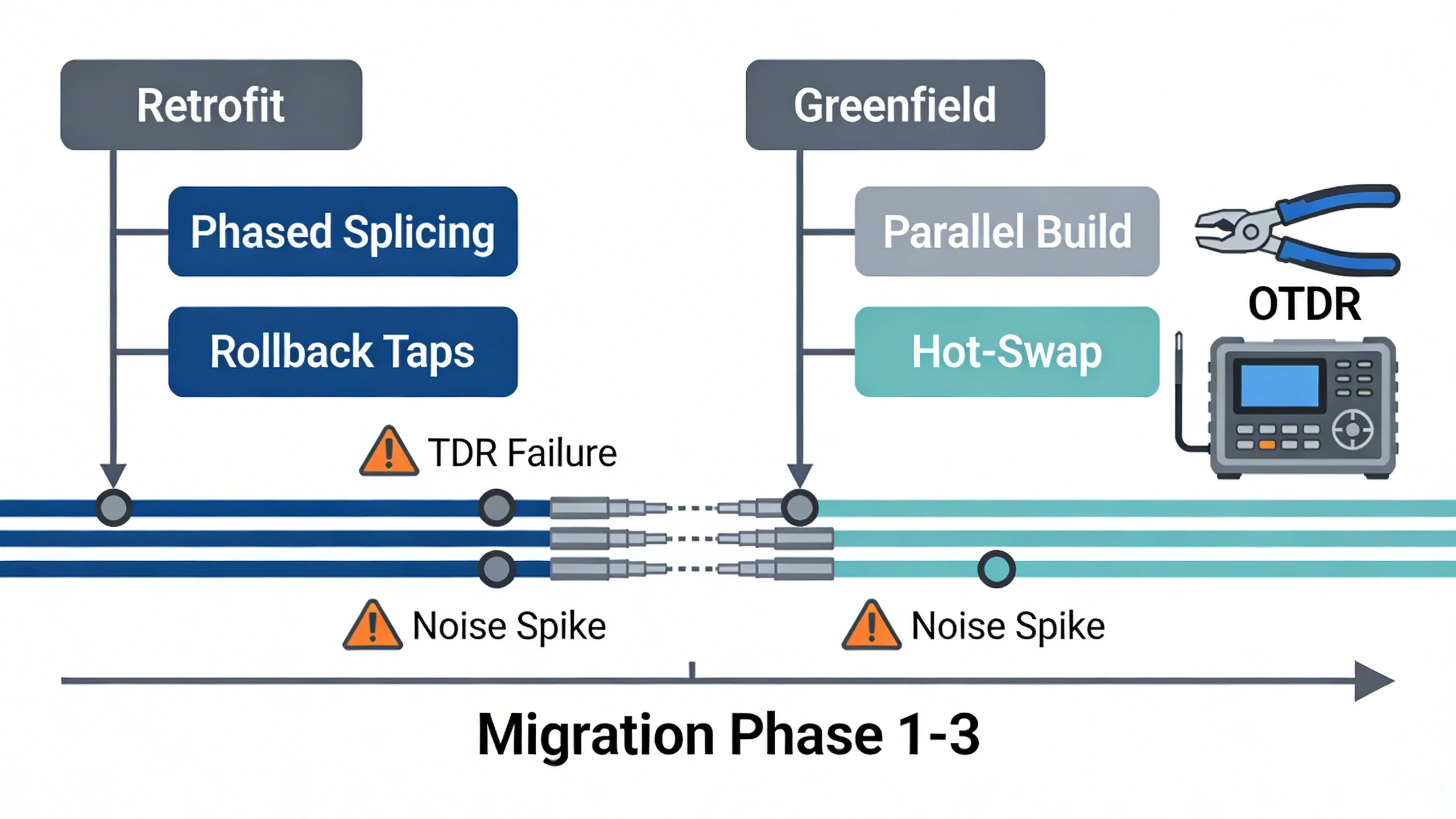 Phased migration diagram for retrofit and greenfield PIDS projects