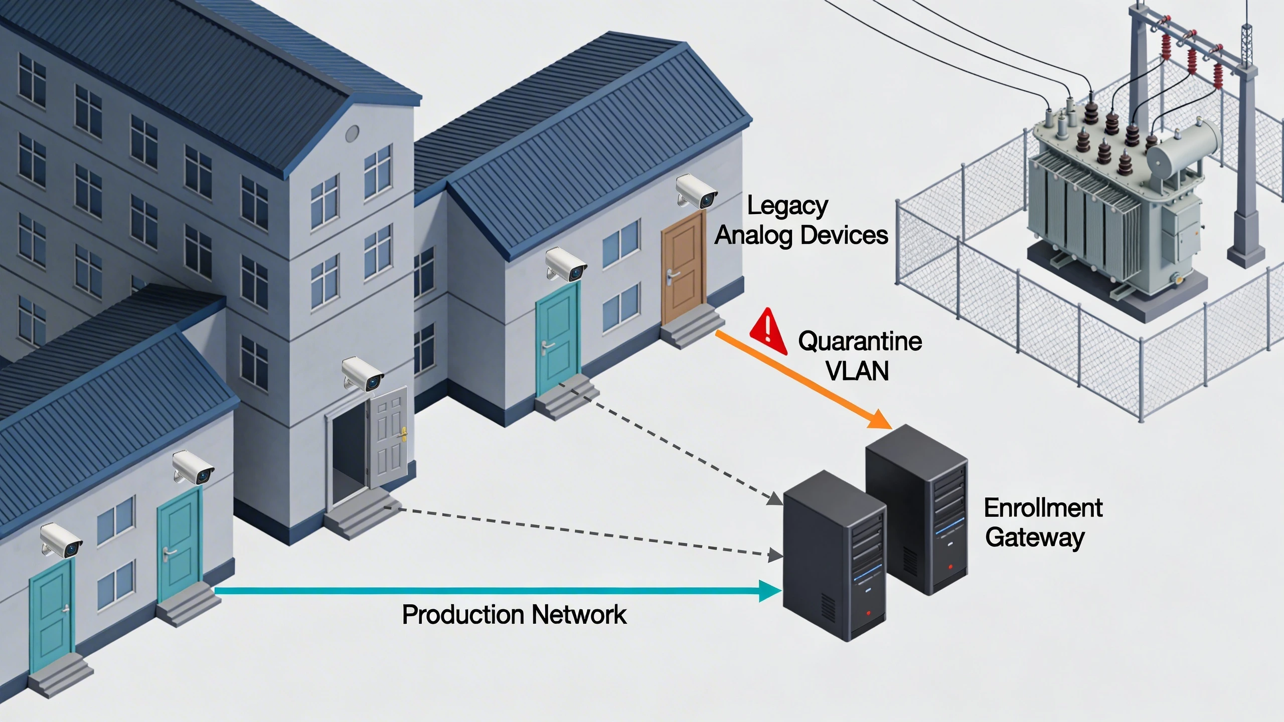 Campus retrofit diagram for secure device enrollment