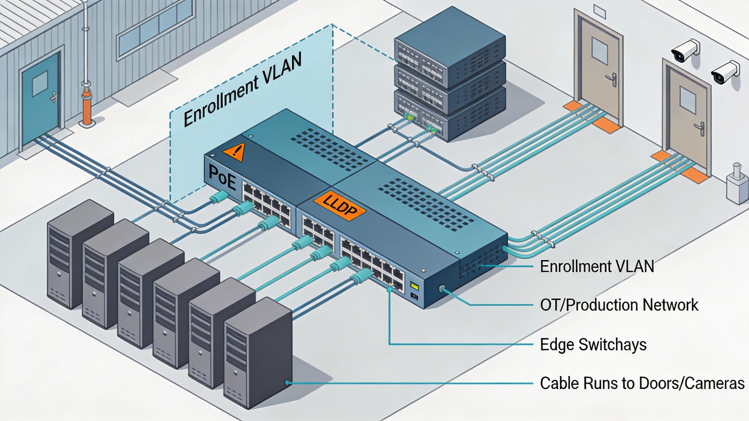 Deployment topology diagram with wiring for enrollment