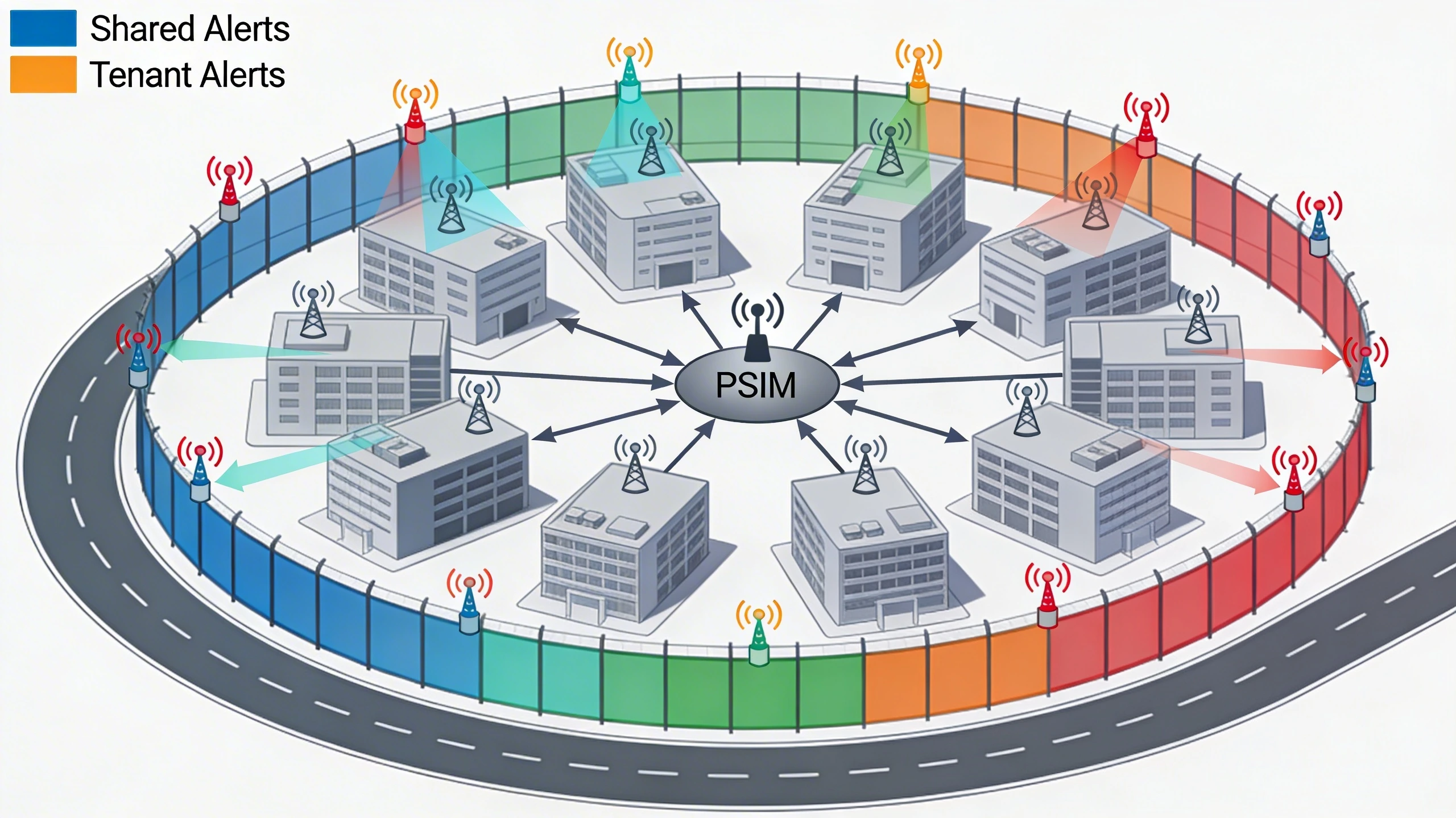 Shared campus perimeter zoning topology diagram