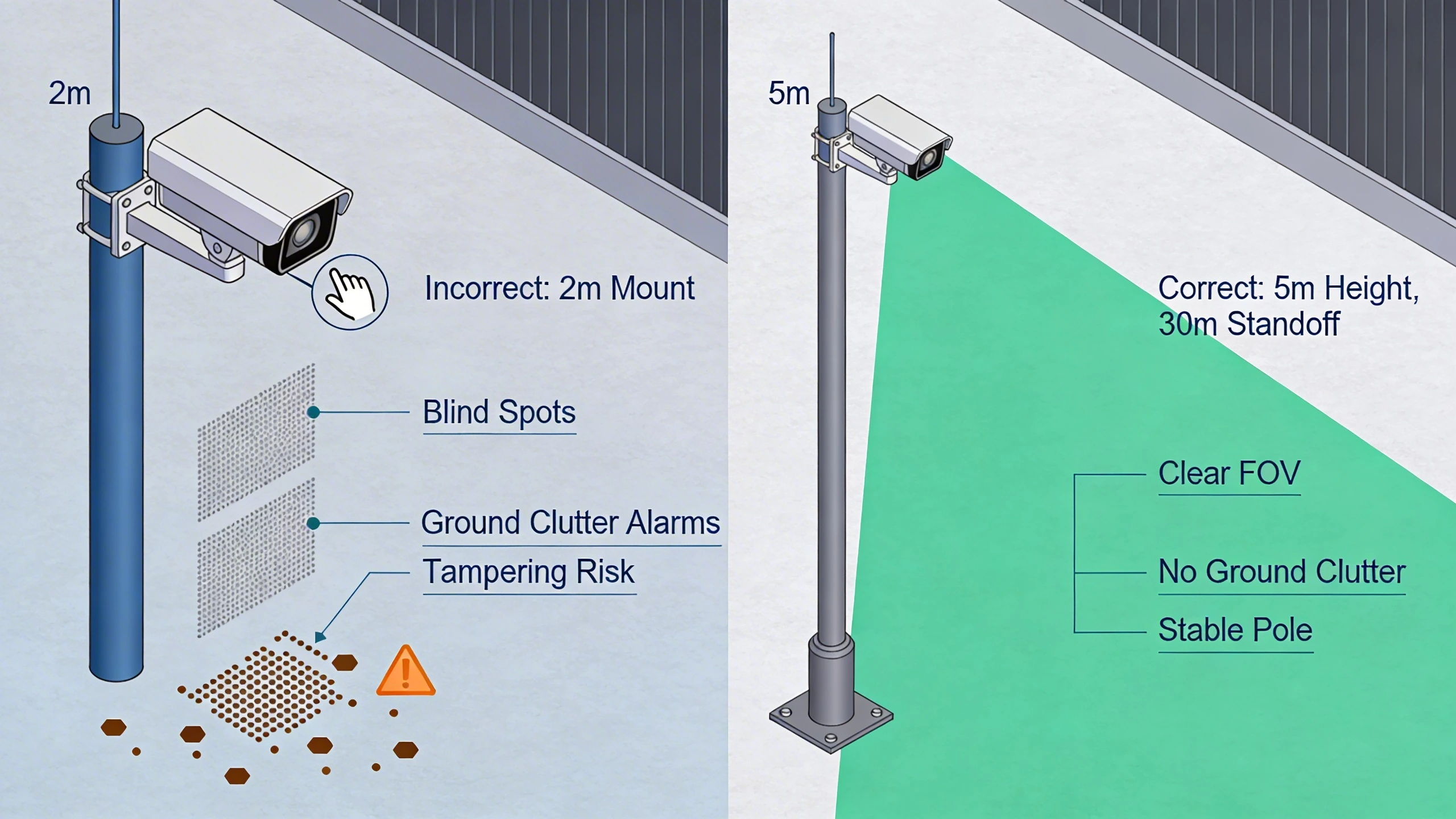 Comparison of incorrect vs correct thermal camera mounting
