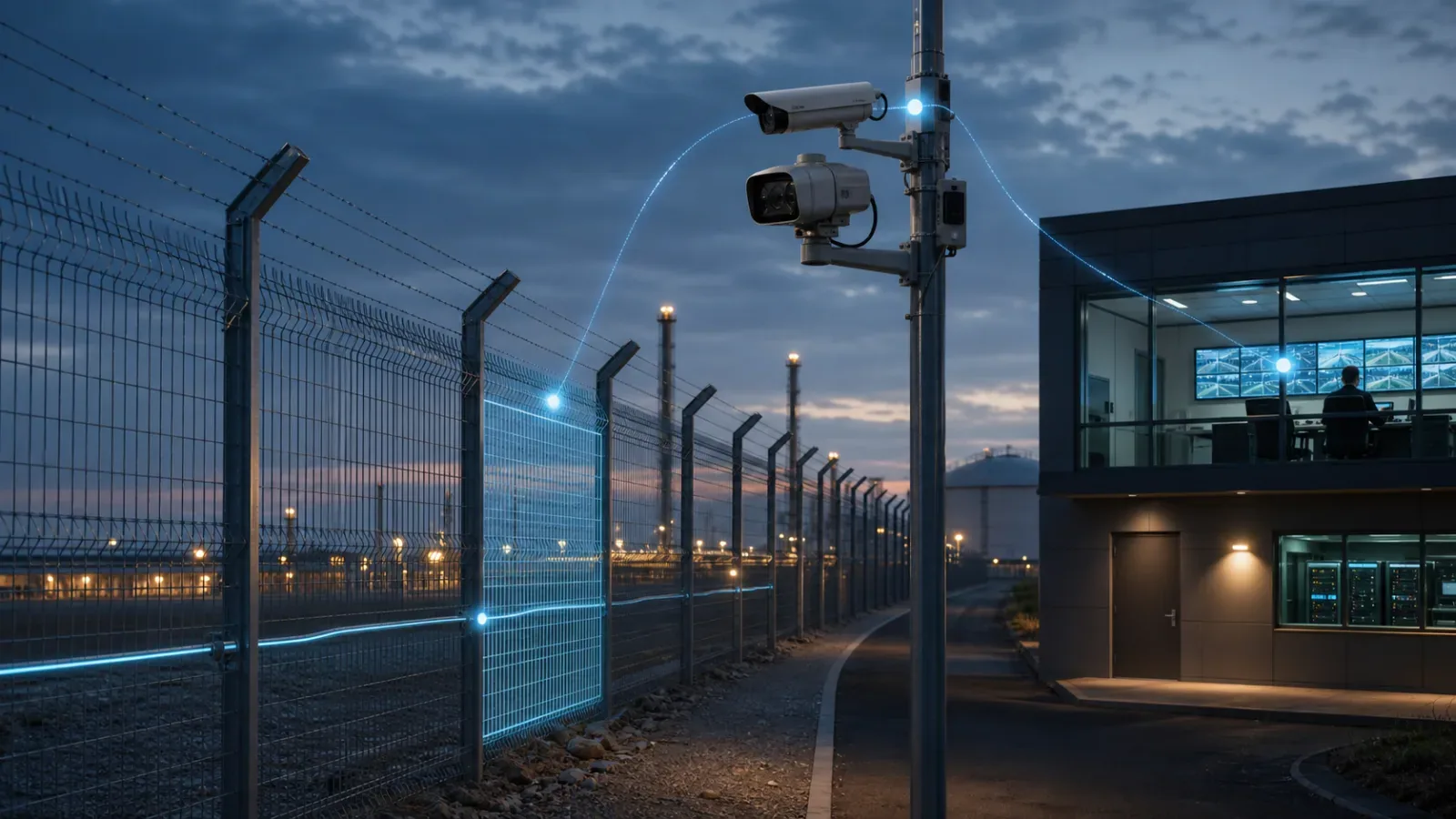 Perimeter sensor metadata connecting alarms, cameras, and control room